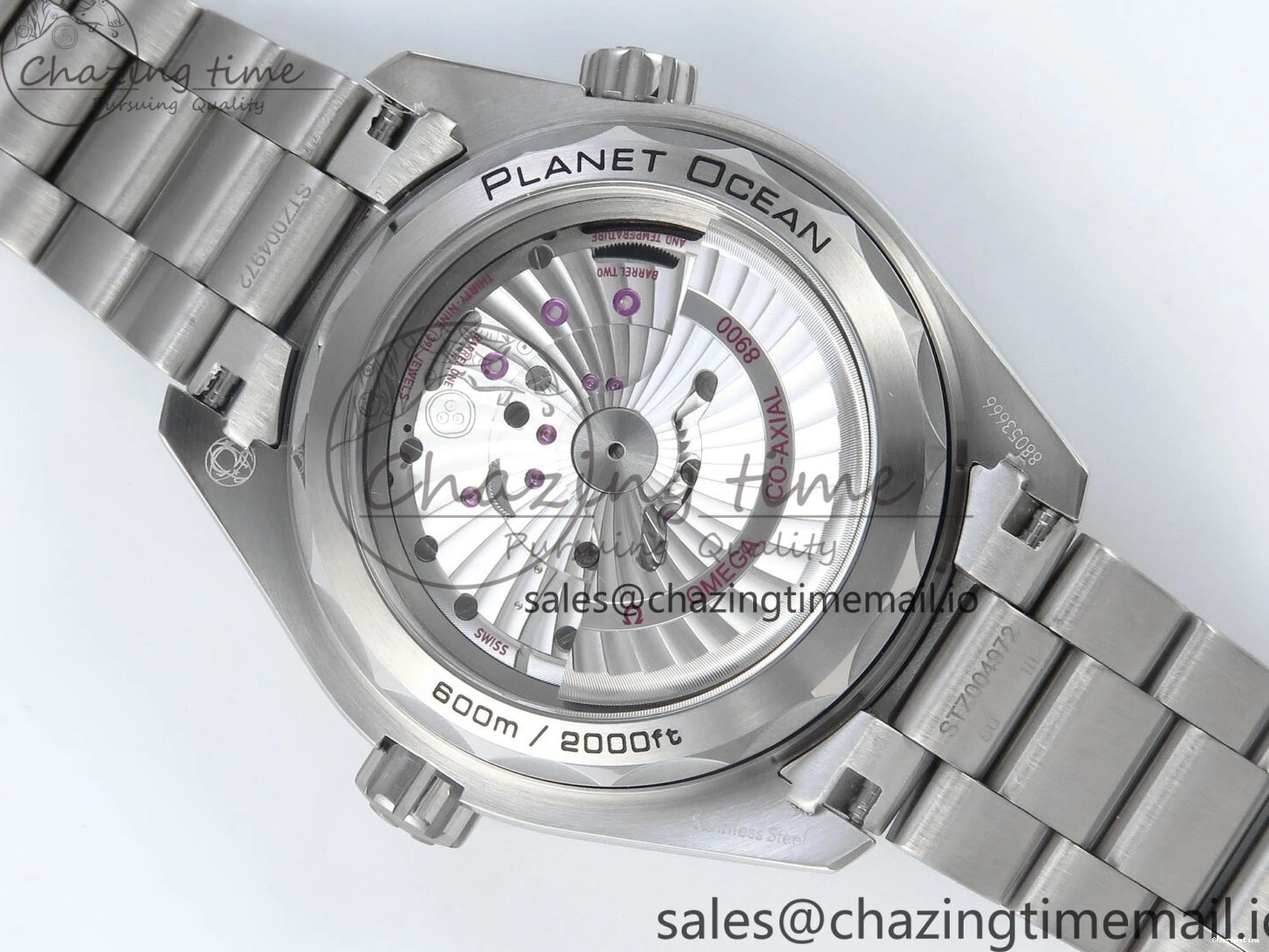 0223 WrinkleFree Seamaster Planet Ocean 600M 43.5mm SS SCF 1:1 Best Edition Black Orange Bezel Black Dial on SS Bracelet A8900 Super Clone 7682